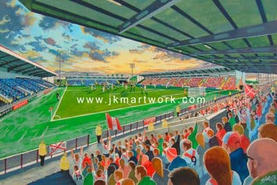 Hand Painted original of excelsior stadiumon matchday