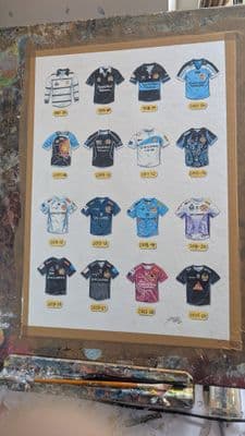 Hand Painted original of exeter chiefs shirts