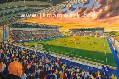 Hand Painted original of falkirk stadium on matchday