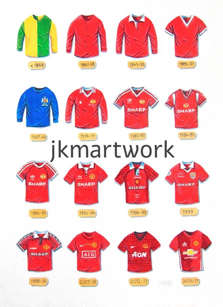 Football Shirts Man Utd Home Kits Through The Years Jersey Man