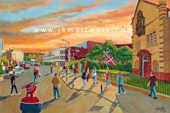 Hand Painted original of NEW TYNECASTLE  going to the match (2)