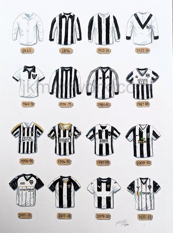 Hand Painted original of notts county shirts