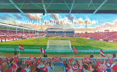 Hand Painted original of pittodrie yesteryear