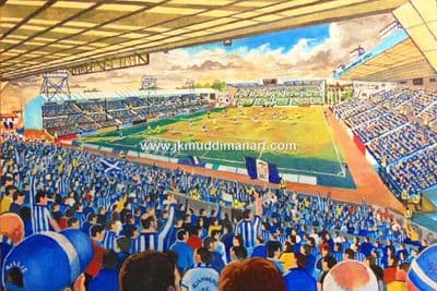 Hand Painted original of rugby park on matchday
