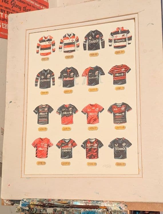 Hand Painted original of saracens shirts