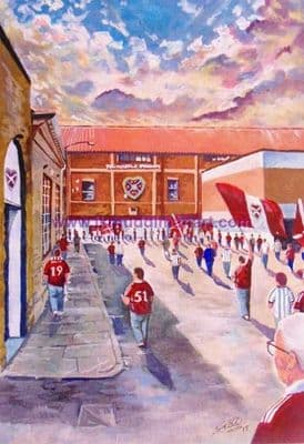 Hand Painted original of tynecastle going to the match