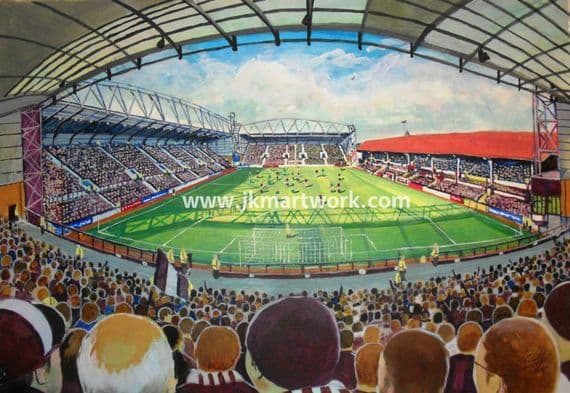 Hand Painted original of tynecastle on matchday