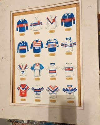 Hand Painted original of wakefield trinity shirts