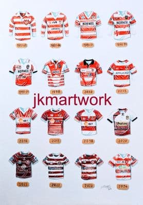 Hand Painted original of wigan rl shirts