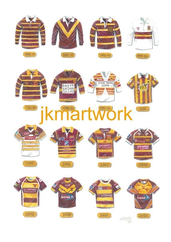 Huddersfield giants  shirts  a3 size print