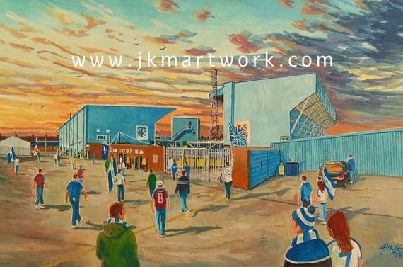 original painting of prenton park going to the match