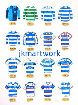 QPR shirts through the years a3 print