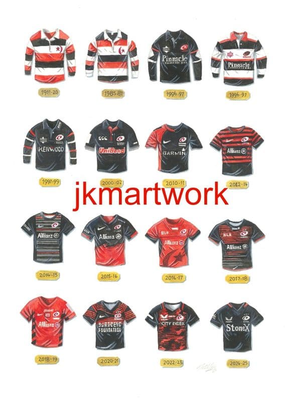 saracens shirts print a3 size