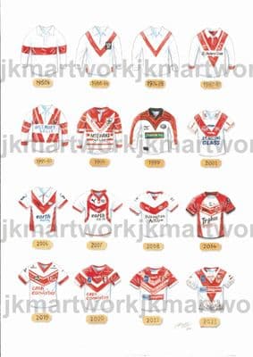 st helens rl shirts  a3 size print