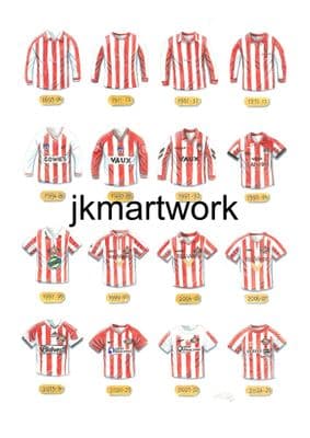 sunderland afc shirts  print  a3 size