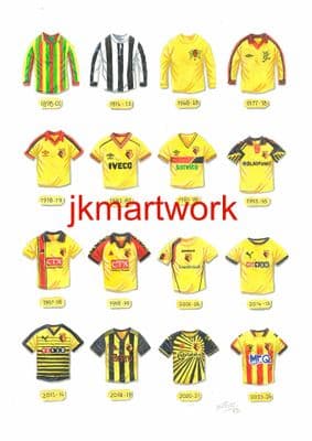watford fc shirts Print A3 Size