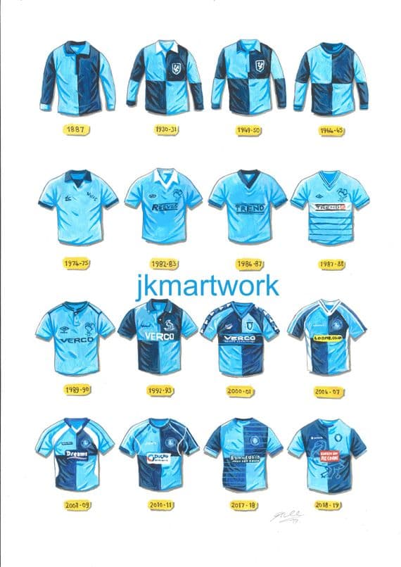 wycombe wanderers shirts through the years  print