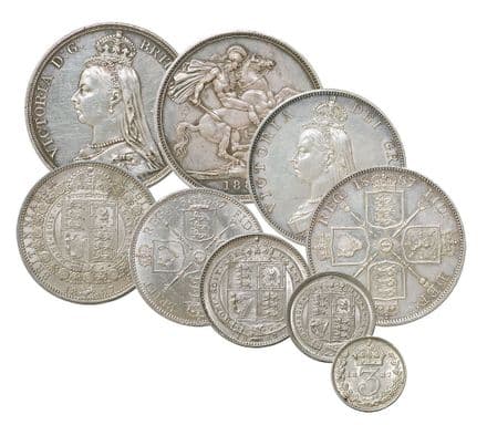 1887-1893 Queen Victoria Silver Set in EF