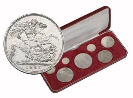 1887-1893 Queen Victoria Silver Set in F/VF