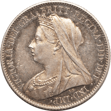 1893-1901Victoria Old Head Silver Sixpence