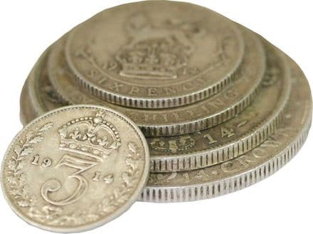 1914 Silver 5 Coin halfcrown down to 3d set