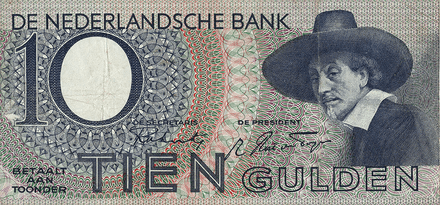 1943 Dutch Tien(10) Gulden Banknote