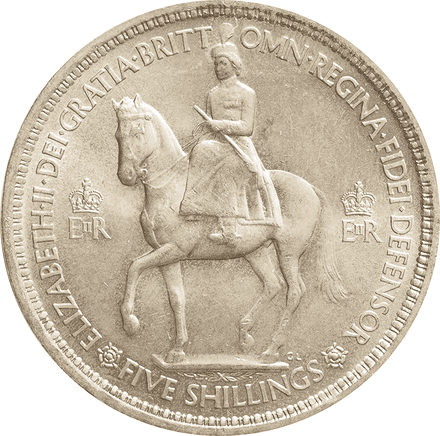 1953 Elizabeth II 5 Shilling, Commemorative Crown