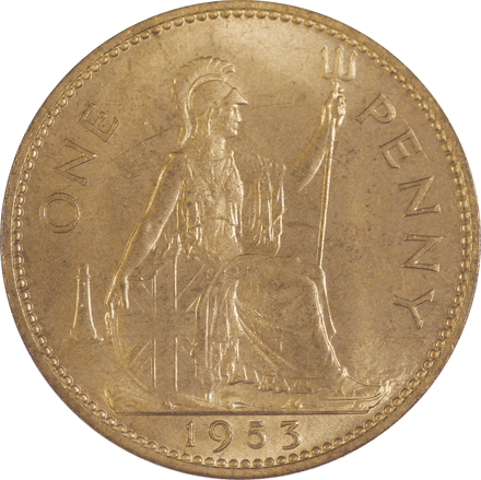 1953 Queen Elizabeth II Penny Unc