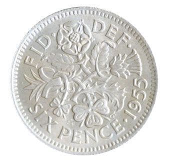 1955 Elizabeth II Sixpence coin