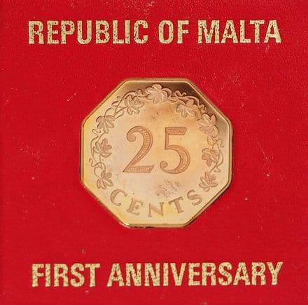 1975 Malta Proof 25 Cent