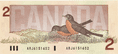 1986 Two($2) Dollar Canadian Banknote