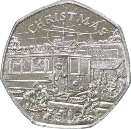 1989 Isle of Man Christmas 50 pence with card