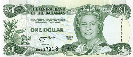 1996 Bahamas One Dollar($1) Banknote