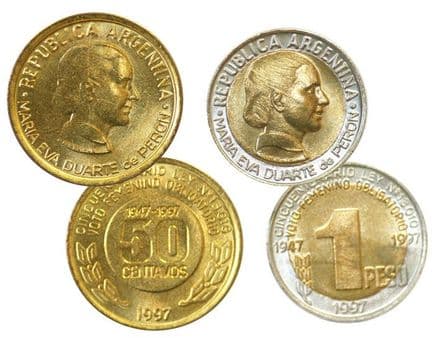 1997 Argentina Eva Peron 1997 Two Coin Set