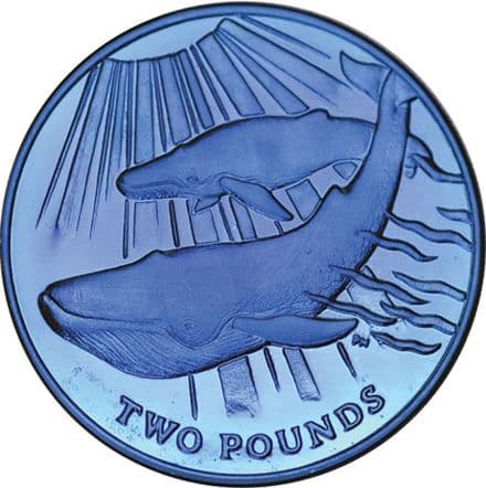 2013 Blue Titanium Two Pound Blue Whale Coin
