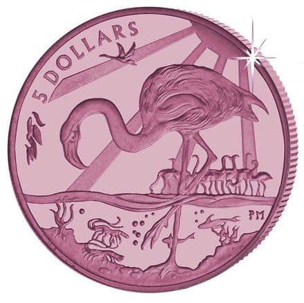 2015 British Virgin Island Queen Elizabeth II Pink Flamingo $5