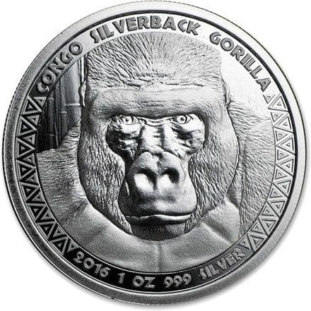 2016 Congo Silverback 1oz Silver Coin