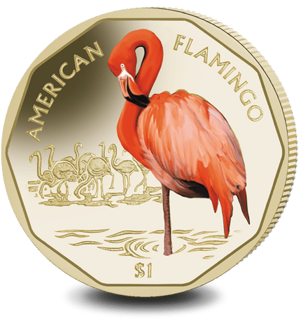 2019 Coloured American Flamingo $1 Virenium Coin
