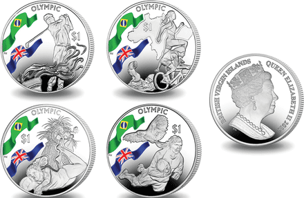 B.V.I 2016 Olympic Coins Set of 4 Rio Here We Come - More Golds?