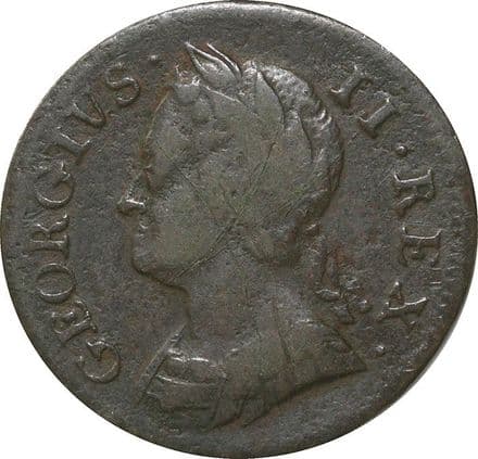 George II Old Head Copper Farthing 1741-54