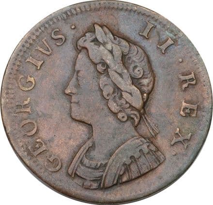 George II Young Head Copper Farthing 1730-39