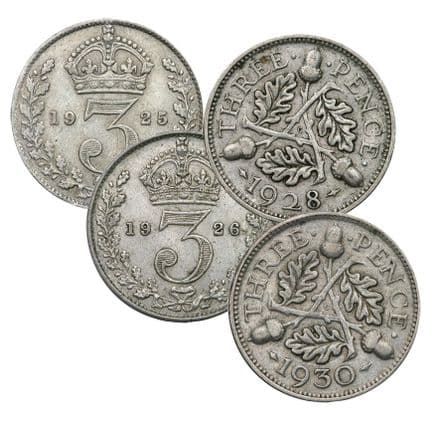 George V Scarce Silver Threepences (25/26/28/30)