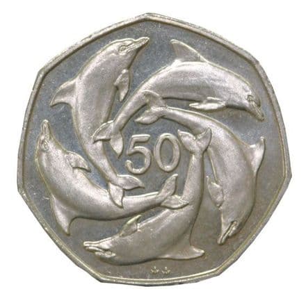 Gibraltar 1995 Fifty Pence Dolphin Coin