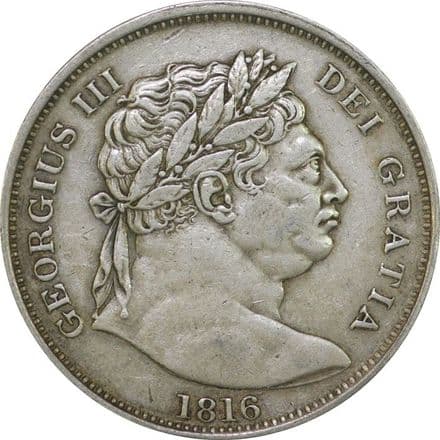 King George III Bull Head Halfcrown 1816 - 1817 in F/VF Condition