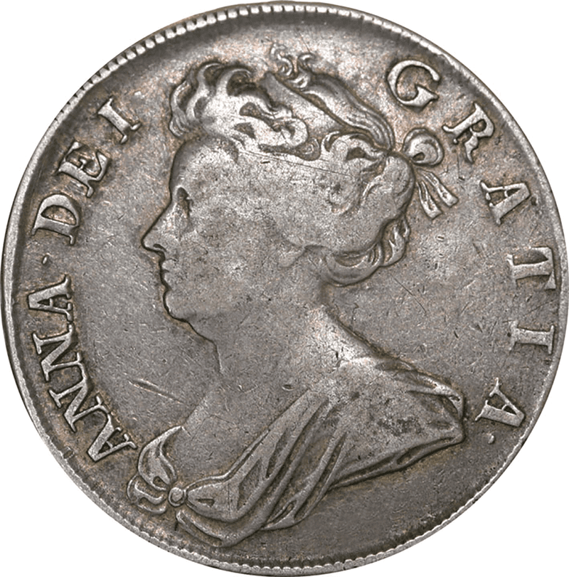 Queen Anne Silver Half Crown in Good Fine Condition - Plain Type