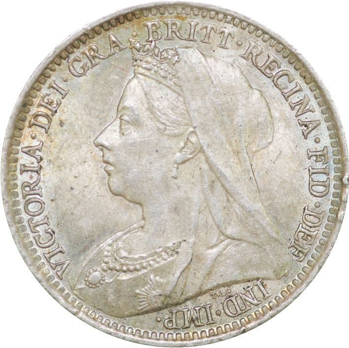 Queen Victoria Old Head Silver Threepence 1893 - 1901
