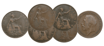 Set of H & KN Pennies 1912-19