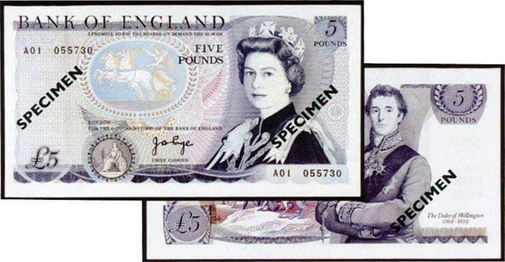 The Duke of Wellington £5 Banknote 1971