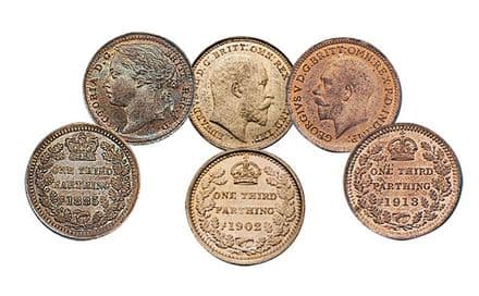 Third Farthings for Victoria, Edward and George V