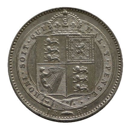 Victoria Jubilee Head Silver Shilling 1887-1893 - Very fine condition